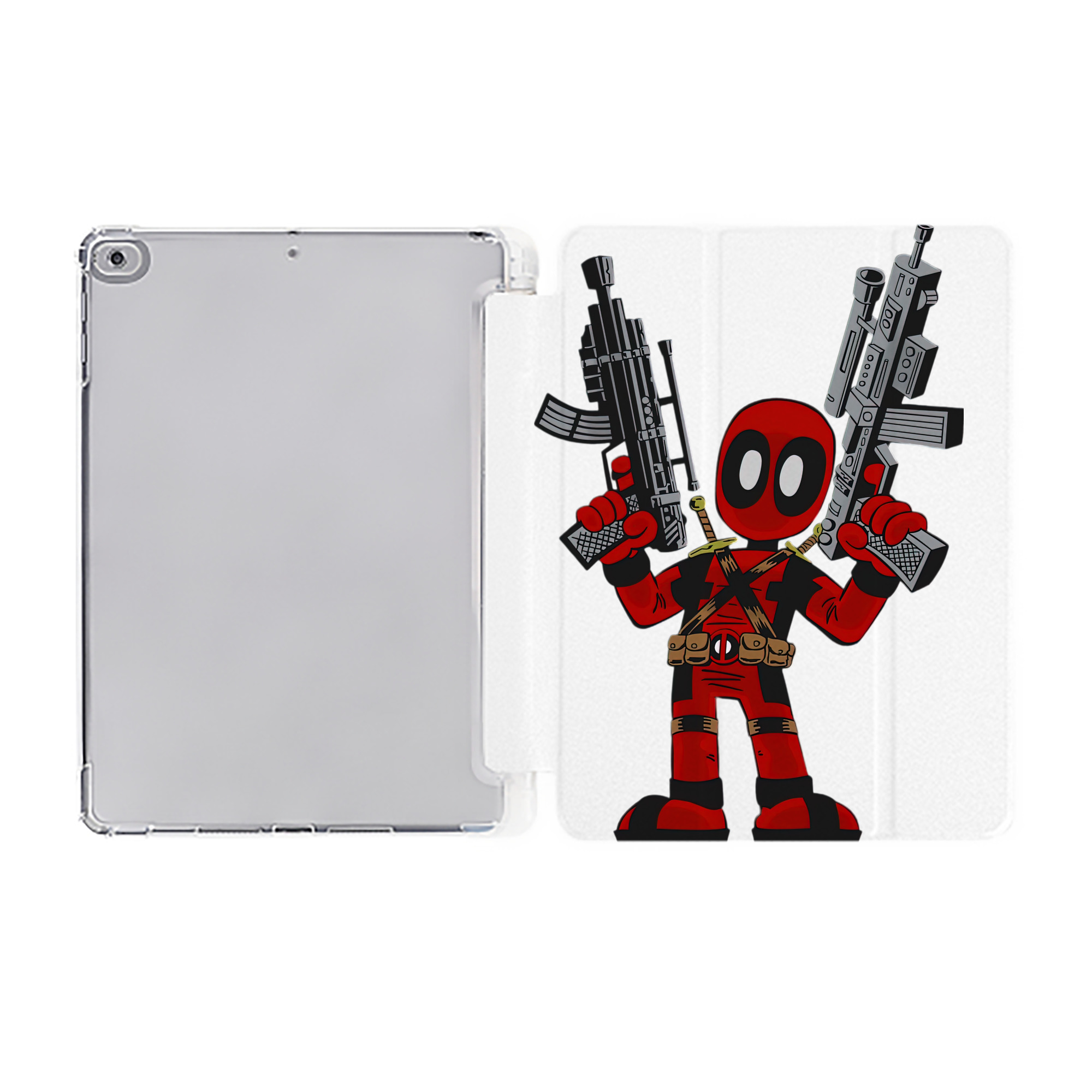 （画像用） Deadpool デッドプール IPad ケース ペン収納付き 三つ折りスタンド PUレザー×シリコン 対応機種9.5/10.5/10.9インチ